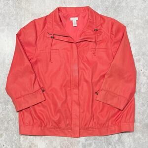 Chicos Women's Snake Print Jacket in coral.